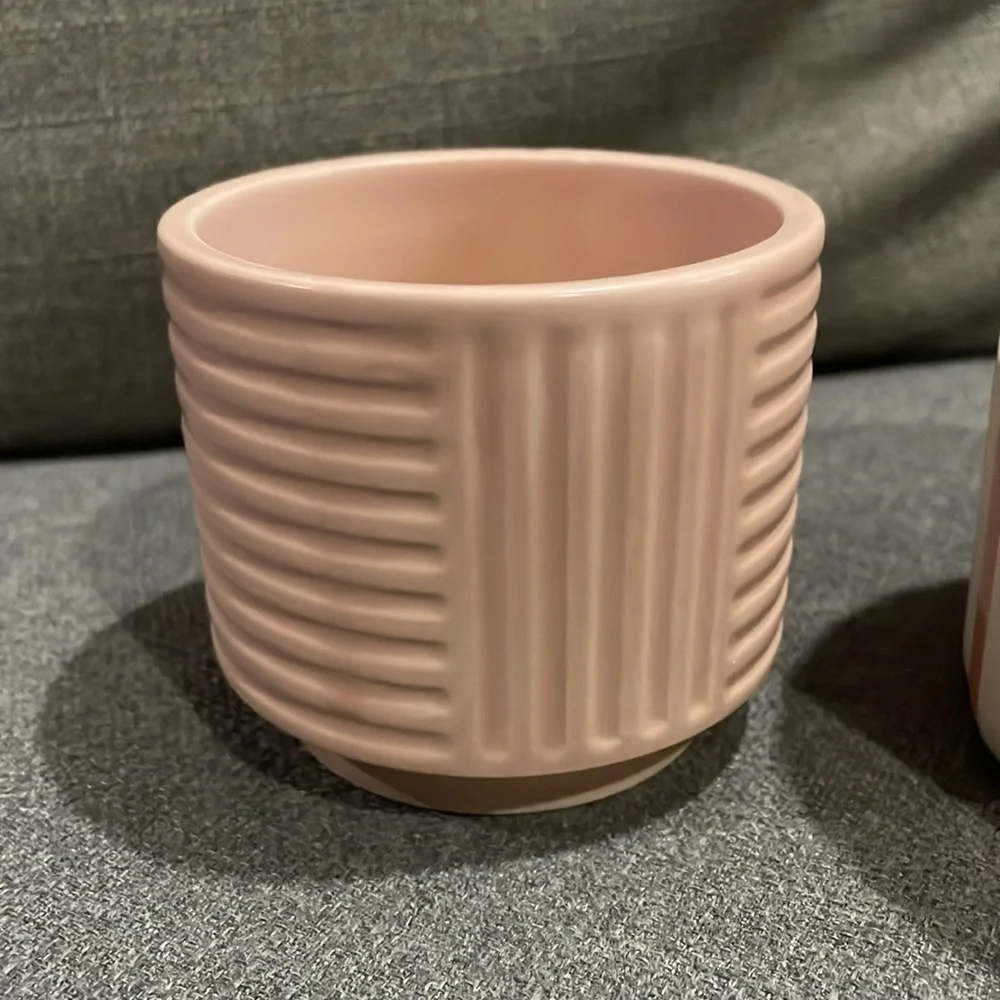 Pink and White Striped Ceramic Stiped Planter Set Target Playground Bullseye